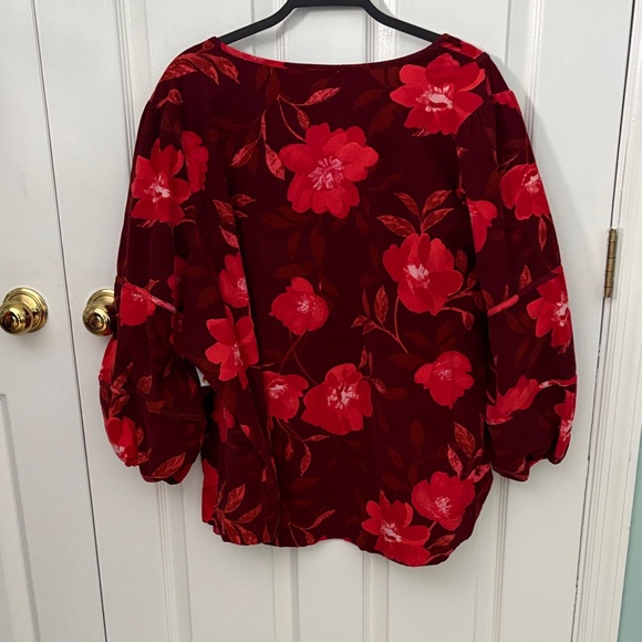 Sonoma Burgundy Floral Women's Blouse - Picture 3 of 5